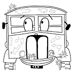 Tooting Ted the sea-paddling tractor colouring picture